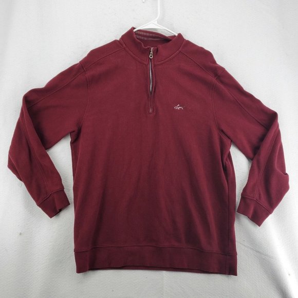 Greg Norman Sweater Men's Long Sleeve 1/4 Zip Pullover Shark Red Medium - Picture 2 of 12